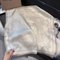 Luxurious champagne square silk scarf with vintage paisley print and satin finish - 70fj-459-khaki / 70*70