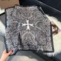 70cm elegant square silk scarf featuring black and grey paisley print with smooth texture - 70fj-586 Black / 70*70