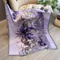 Carré en soie 90cm violet à imprimé floral artistique et peinture à l'huile chic - Violet