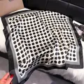 Fashionable black and white polka dot silk square scarf on a plush white surface - 70fj-394 Black / 70*70cm