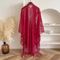 Eleganter roter Spitzenschal mit Blumenmuster und Fransen für den Sommer - Rot