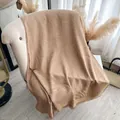 Gouden sjaal met luipaardprint van imitatie kasjmier met glitterdraad en franjes - Groot Lang / camel