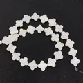 White natural shell clover beads for jewelry making with elegant iridescent finish - Four-Petal Flower / 6mm