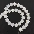 Natural white freshwater shell beads in five-petal flower shape for DIY jewelry making - Five-Petal Flower / 6mm