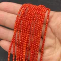 Strang mit 2mm orangeroten Naturperlen aus Süßwassermuscheln für DIY-Schmuckherstellung - Ziegelrot
