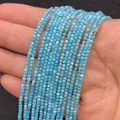 Strang mit 2mm hellblauen gefärbten Süßwassermuschel-Rundperlen mit Perlglanz-Effekt - Himmelblau