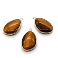 Tijgeroog druppel hangers met gouden metalen randen voor DIY sieraden maken - Tijgeroog