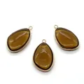 Druppelvormige amberkleurige hars hanger met gouden metalen frame voor doe-het-zelf - Rookkwarts
