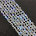 Frosted synthetic moonstone beads with iridescent blue-purple luster for DIY jewelry - No.1 (Iridescent Blue Purple) / 6mm