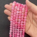 Pink dragon vein weathered agate round beads for DIY jewelry making handmade bracelets - Small Size / Pink