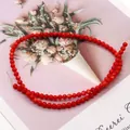 Filo di perle tonde in conchiglia naturale rossa lucida per creazione di gioielli DIY - Rosso Brillante (N.4) / 2mm