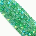 Frosted synthetic moonstone beads in aurora green for DIY jewelry making - No.5 (Iridescent Green)
