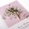 Polished white freshwater shell beads in hand-carved palm shape for jewelry making - Medium