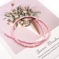 Square pink natural shell beads with pearly luster for DIY jewelry making - Pink (10)