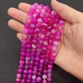 Polished rose red striped agate beads in 8-10mm round shape for DIY jewelry making - Banded Rose Red (No. 9)