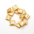 Square shell mosaic beads in ginger yellow and white for DIY jewelry making crafts - No.2 (Ginger Yellow Shell)