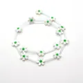 Perline a fiore di conchiglia bianca con centro verde per gioielli DIY 12mm filo - 12mm (0.5g) / Petalo Bianco Centro Verde