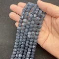 Donkerblauwe drakenaderagaat ronde kralen met witte netstructuur voor DIY-sieraden maken - Nr 14 Blauwgrijs