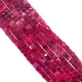 Macro shot of 8mm square dragon vein agate beads in vibrant magenta for DIY jewelry - 8x8mm / Rose Red (Style 3)