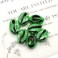 Metallic emerald green electroplated natural shell beads for DIY necklace jewelry - Emerald Green