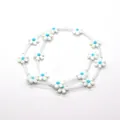 Blue center white flower shell bead string for DIY jewelry making in minimalist style - 12mm (0.5g) / White Petal Blue Center