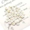 Natural white shell beads with golden footprint pattern for DIY jewelry making - Footprint / 6mm 20g 20 Pcs/Pack
