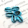 Metallisch blaue galvanisierte Muschelperlen für DIY Halsketten und Schmuck - Hellblau