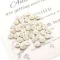 Round white shell beads featuring golden peace symbol for DIY jewelry making - Three-Prong Fork / 6mm 20g 20 Pcs/Pack