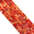 Macro shot of red frosted dragon vein agate round beads for DIY jewelry making - No.4 Orange Red / 6mm