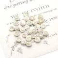 White shell bead with gold Yin Yang symbol, perfect for DIY jewelry craft making - Bagua / 6mm 20g 20 Pcs/Pack