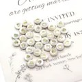 6mm natural white shell beads with golden heart pattern for DIY jewelry making - Heart / 6mm 20g 20 Pcs/Pack