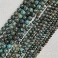 Natural African Turquoise stone beads in various sizes for DIY jewelry making - 4mm / African Pine Stone