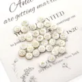 White shell beads with golden star pattern for DIY jewelry and wedding decor - Five-Petal Flower / 6mm 20g 20 Pcs/Pack