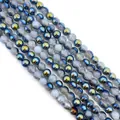 Blue and golden iridescent dragon vein agate round beads with natural crackle texture - 6mm / Iridescent Color No.2