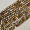 Fili di perle in agata naturale lucidata marrone e grigio per gioielli fai-da-te - Agata Pazza / 4mm