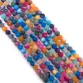 Multi-color matte round striped agate beads 6mm to 10mm for DIY jewelry making - Multicolor Mix