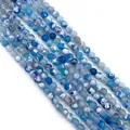 Blue Dragon Vein Agate round loose beads with unique weathered texture for DIY jewelry - Blue and White (No. 5)