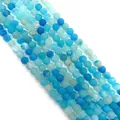 Blue matte natural agate beads round stripe stone for jewelry making 6mm to 10mm - Blue (No. 7)