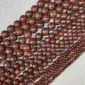 Perline di pietra naturale rosso-marrone lucida in varie misure da 4mm a 12mm - Pietra Sesamo Rosso / 4mm