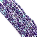 Macro detail of marbled purple and turquoise stone beads for DIY jewelry making - Small Round Beads