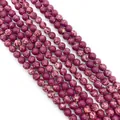 Macro shot of deep purple imperial jasper round beads showing natural veined texture - Small Round Beads
