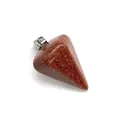 Bruine goudsteen zeshoekige kegel hanger met zilveren sluiting voor DIY sieraden - Taps toelopende pijp / Goudzandsteen