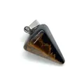 Gepolijste tijgeroog stenen kegelhanger met zilveren metalen sluiting voor DIY - Taps toelopende pijp / Tijgeroog