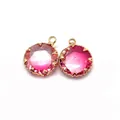 Rosafarbene facettierte Kristallanhänger mit Goldrand und Schlaufen für DIY-Schmuck - Größe 7 / 13 Mm (50 Stück/packung)