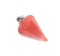 Conische roze natuurstenen hanger met zilveren metalen sluiting voor DIY-sieraden - Taps toelopende pijp / Watermeloen Kwarts
