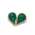 Waterdrop-shaped natural stone charm in dark green with a gold-plated metal frame - Size 5 / 12x19x7mm (50 Pieces/pack)