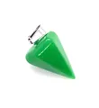 Kegelvormige groene natuursteen hanger met gepolijst oppervlak en zilveren sluiting - Taps toelopende pijp / Groene Jade