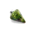 Kegelvormige unakite natuurstenen hanger met zilveren oogje voor DIY-sieraden - Taps toelopende pijp / Robijn Zoisiet