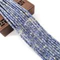 Perles rondelles en opale naturelle bleue et blanche 2x4mm pour création bijoux - Cylindre Tacheté Bleu et Blanc (16) / 2x4mm