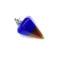 Kegelvormige edelsteen hanger met driekleurig verloop blauw bruin groen en zilveren oog - Taps toelopende pijp / Driekleurige Gradiënt (Nr.11)